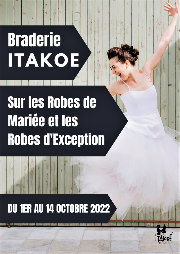 Itakoé, braderie, robes de mariée et d'exception, créatrice, Hérault, Pézenas, Occitanie